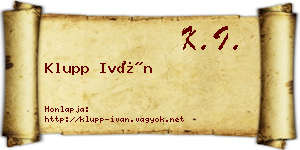 Klupp Iván névjegykártya